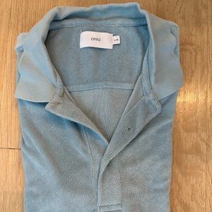 Onia Terry Cloth Polo - Light Blue - Men's Large